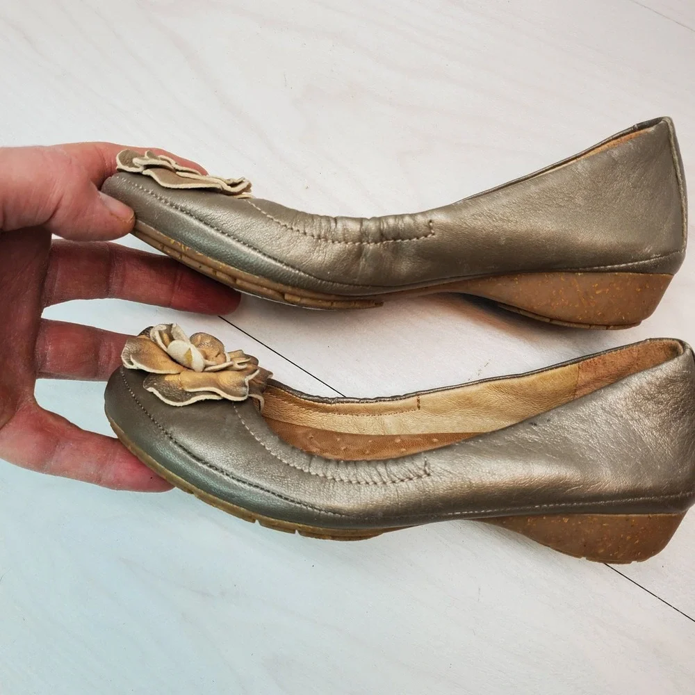 Naya Womens Leather Ballet Flats Floral Detail Comfort Slip On Shoes Size‎ 4M